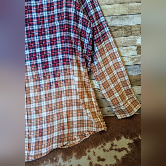 Hank Williams Jr Upcycled Handcrafted Dip Dye Bleach Flannel Shirt - Picture 12 of 16